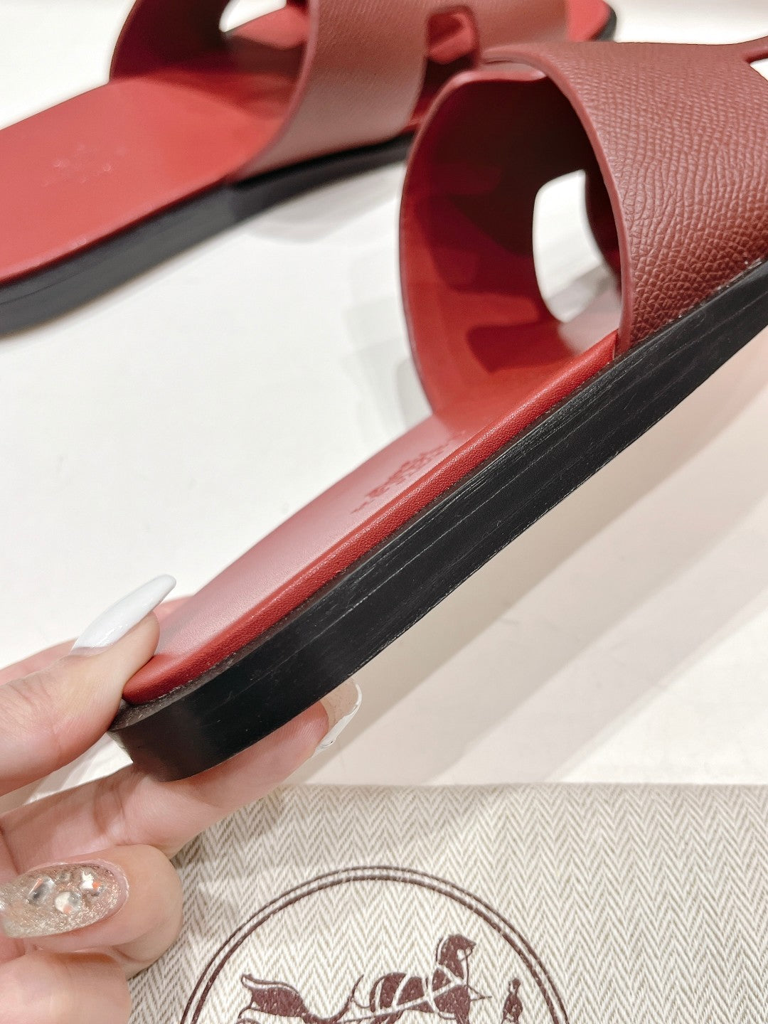 Hermes Izmir Sandal Ruby Lambskin
