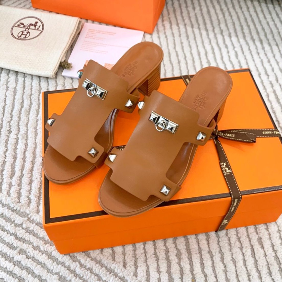 Hermes Invincible 50 Sandal in Bronze Brown Calfskin