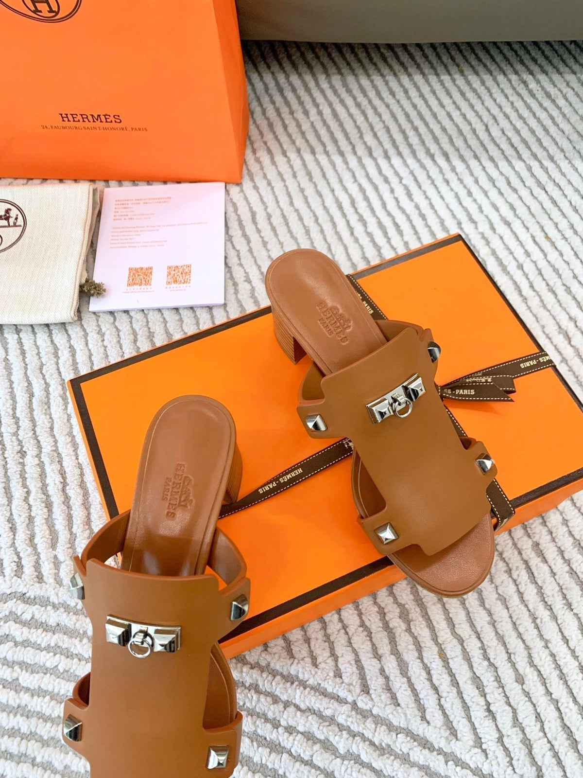 Hermes Invincible 50 Sandal in Bronze Brown Calfskin