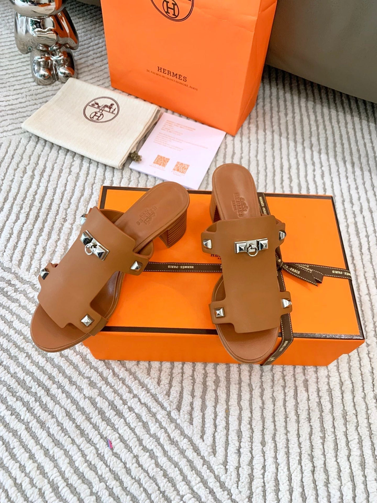Hermes Invincible 50 Sandal in Bronze Brown Calfskin