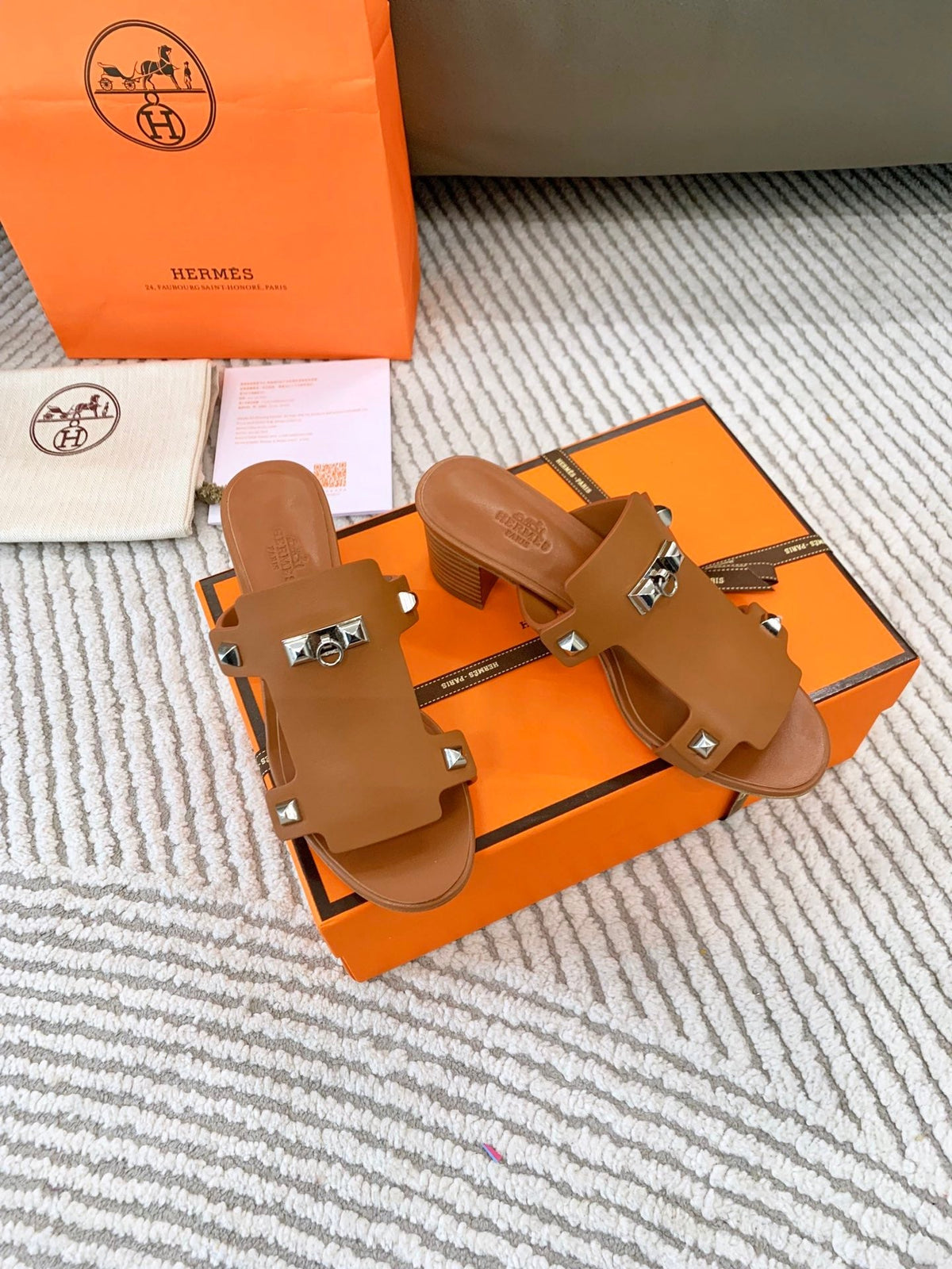 Hermes Invincible 50 Sandal in Bronze Brown Calfskin