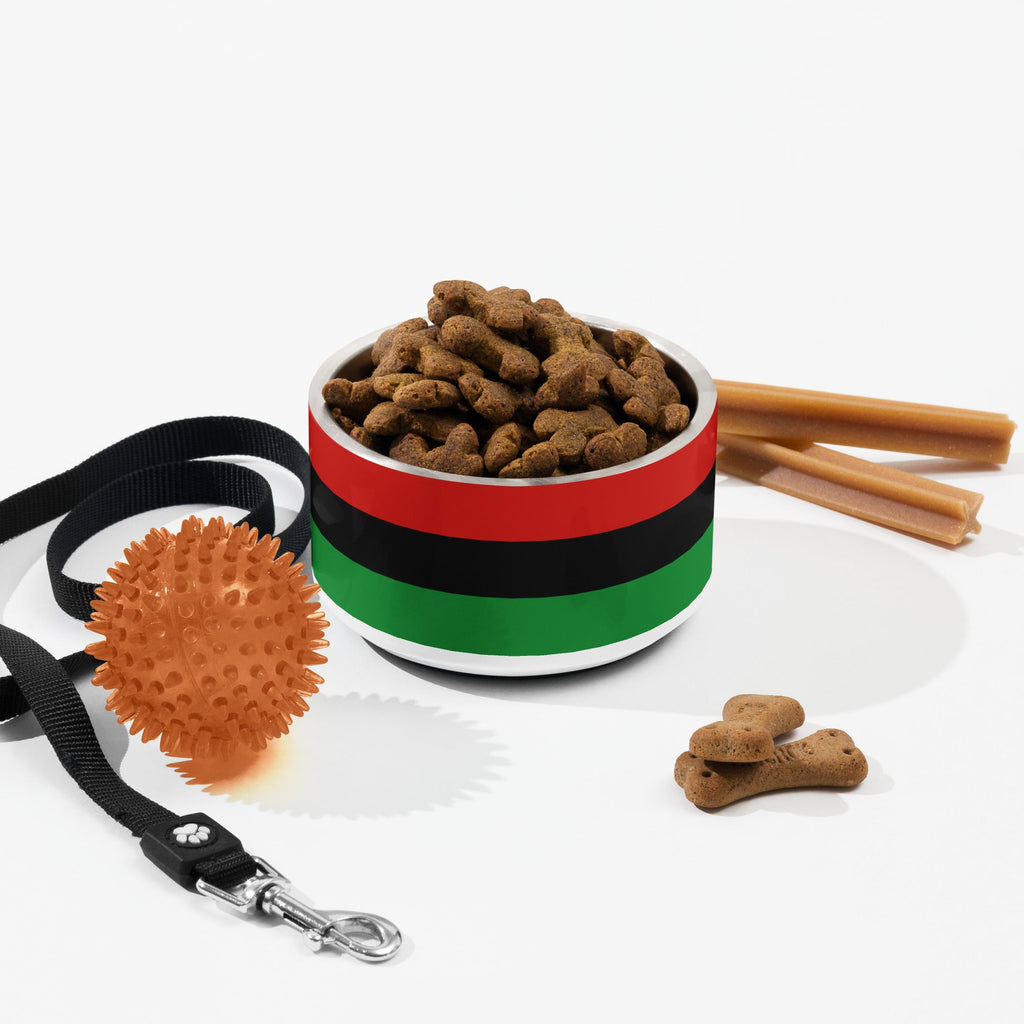 Red, Black, and Green Liberation Flag Dog Bowl, 2 Sizes, Stainless Steel Dog Dish, Durable & Stylish, Black Flag Pet Food Bowl - ERODA Lifestyles