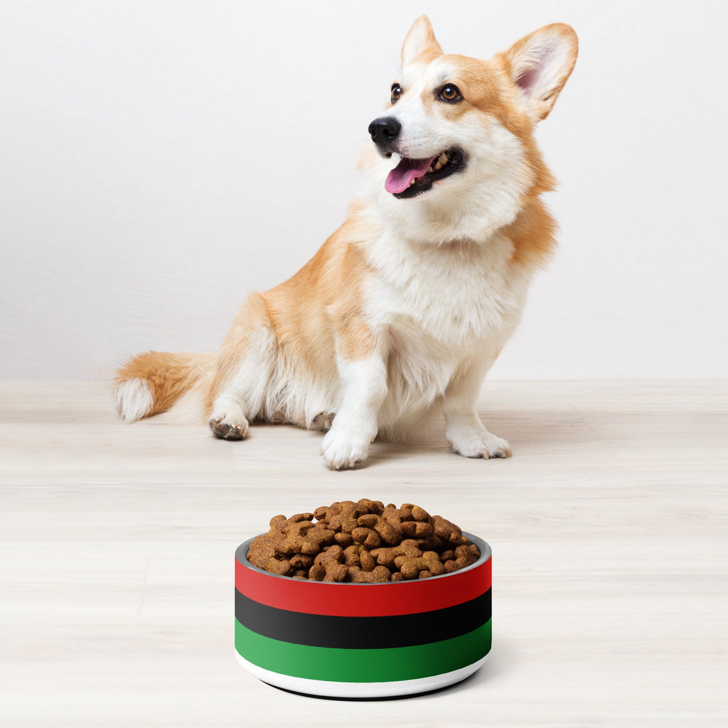 Red, Black, and Green Liberation Flag Dog Bowl, 2 Sizes, Stainless Steel Dog Dish, Durable & Stylish, Black Flag Pet Food Bowl - ERODA Lifestyles