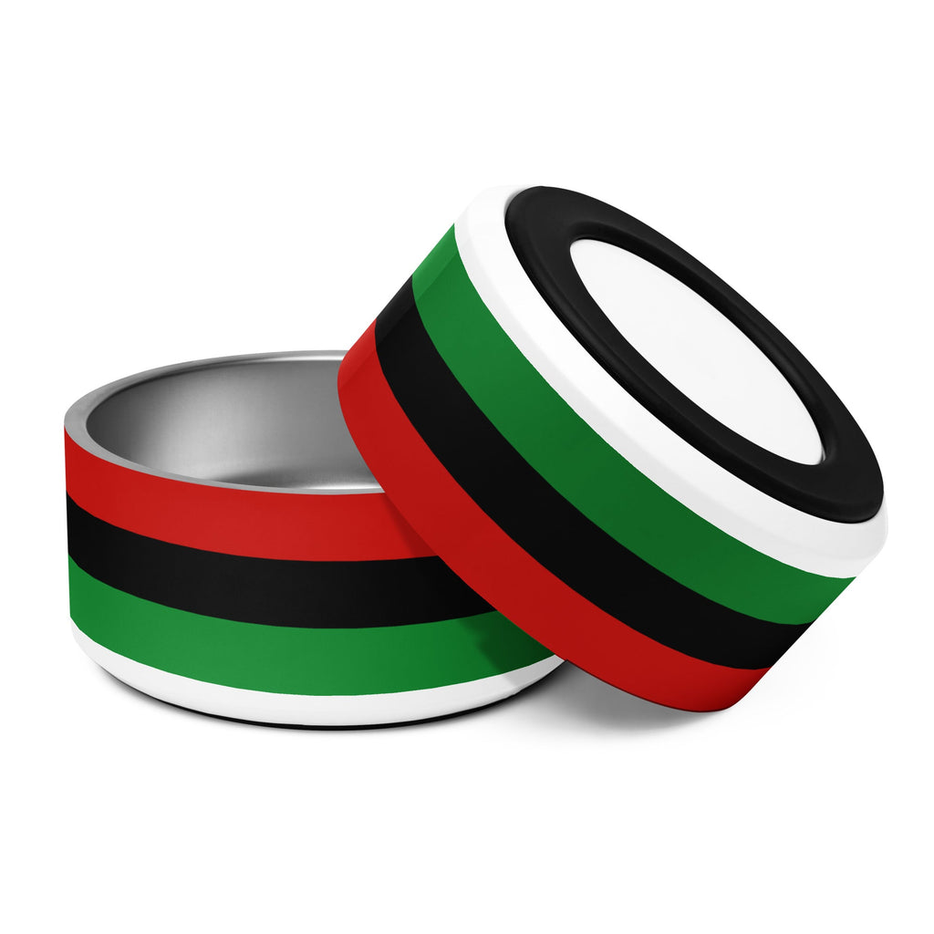Red, Black, and Green Liberation Flag Dog Bowl, 2 Sizes, Stainless Steel Dog Dish, Durable & Stylish, Black Flag Pet Food Bowl - ERODA Lifestyles