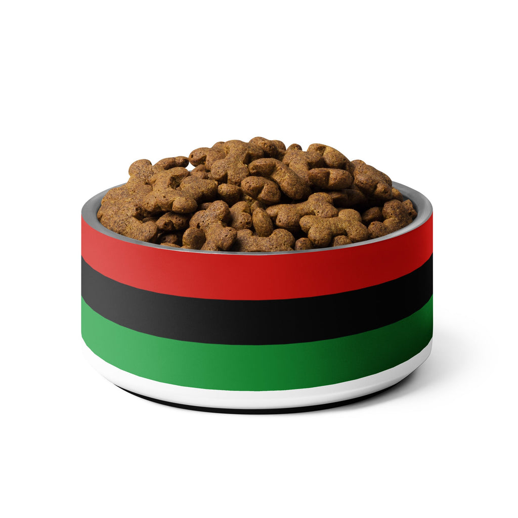 Red, Black, and Green Liberation Flag Dog Bowl, 2 Sizes, Stainless Steel Dog Dish, Durable & Stylish, Black Flag Pet Food Bowl - ERODA Lifestyles