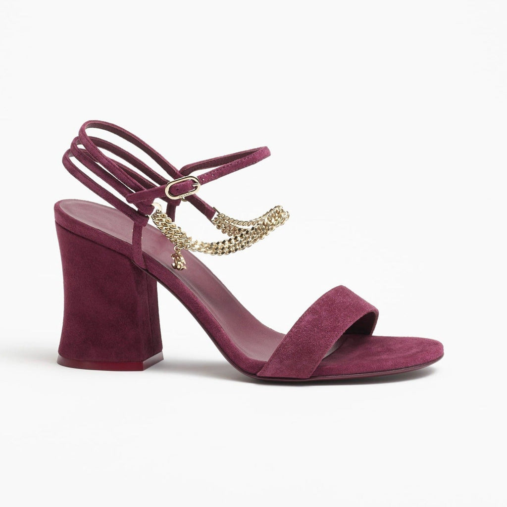 Chanel Sandals Burgundy Suede Calfskin