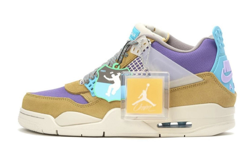 Union x Air Jordan 4 30th Anniversary Desert Moss Turquoise Blue Sneakers