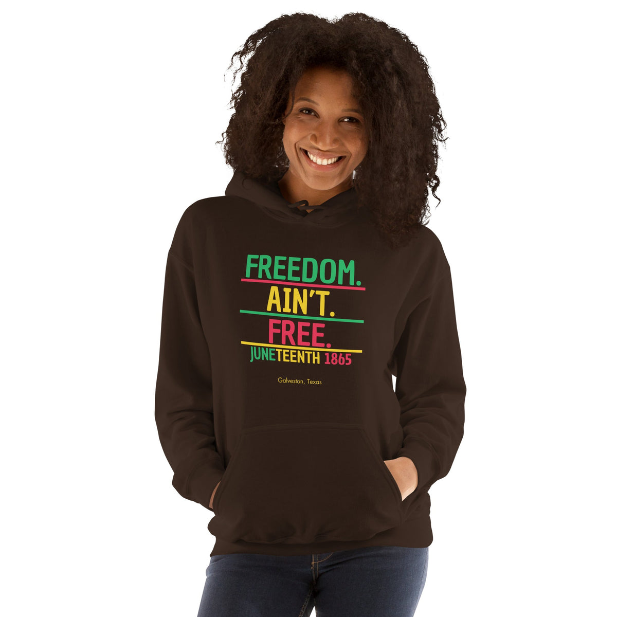 Juneteenth Black History Month Hoodie, "Freedom Ain't Free" Black Hooded Sweatshirt, Kwanzaa Gift, Black Holidays, Unisex Hoodie - ERODA Lifestyles