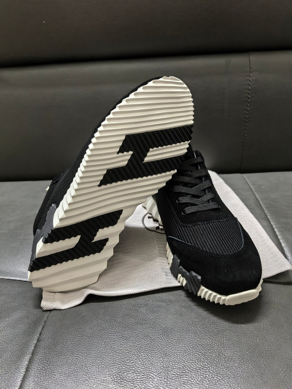 Black Knit-Style Low-Top Sneakers — side