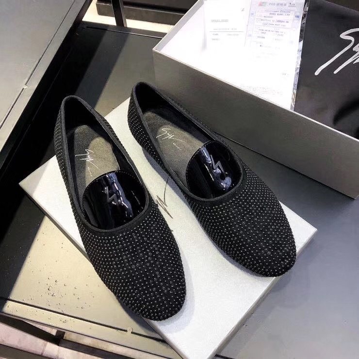 Giuseppe Zanotti Black Studded Loafers — front