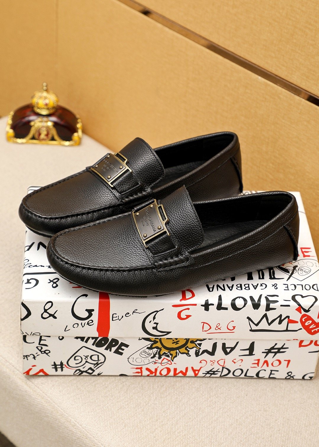 Dolce & Gabbana Black Buckle Loafers — side