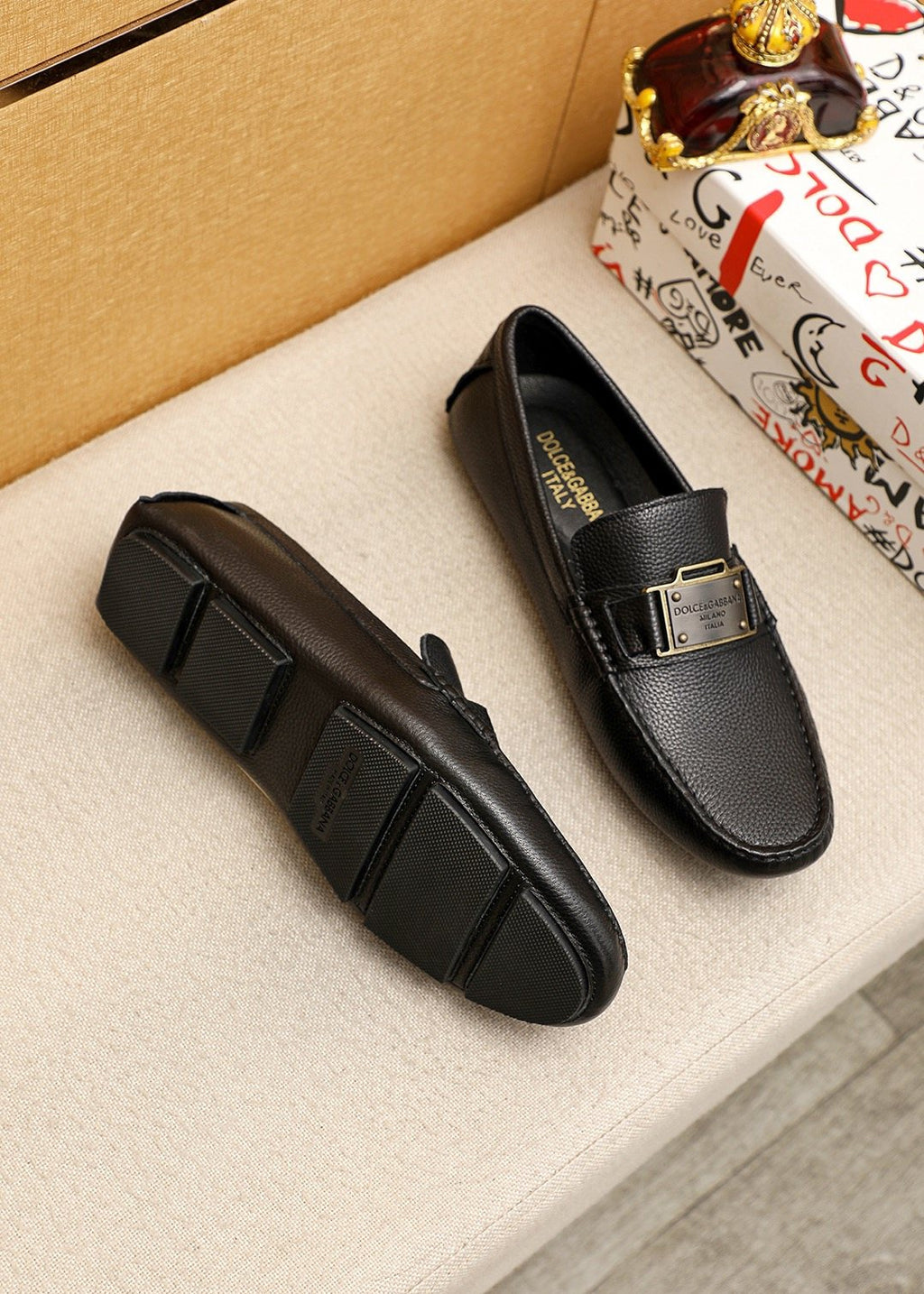 Dolce & Gabbana Black Buckle Loafers — front