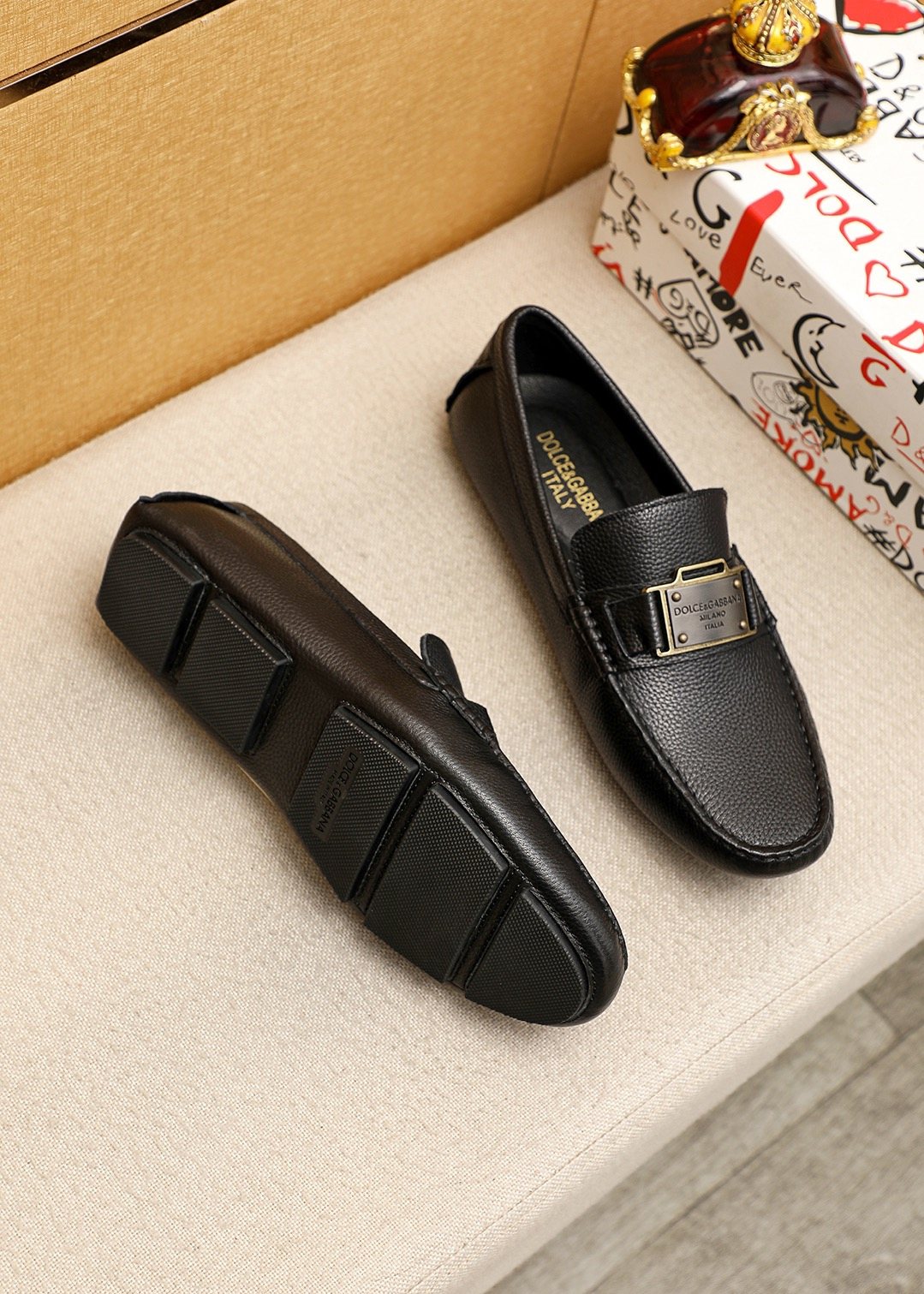 Dolce & Gabbana Black Buckle Loafers — front