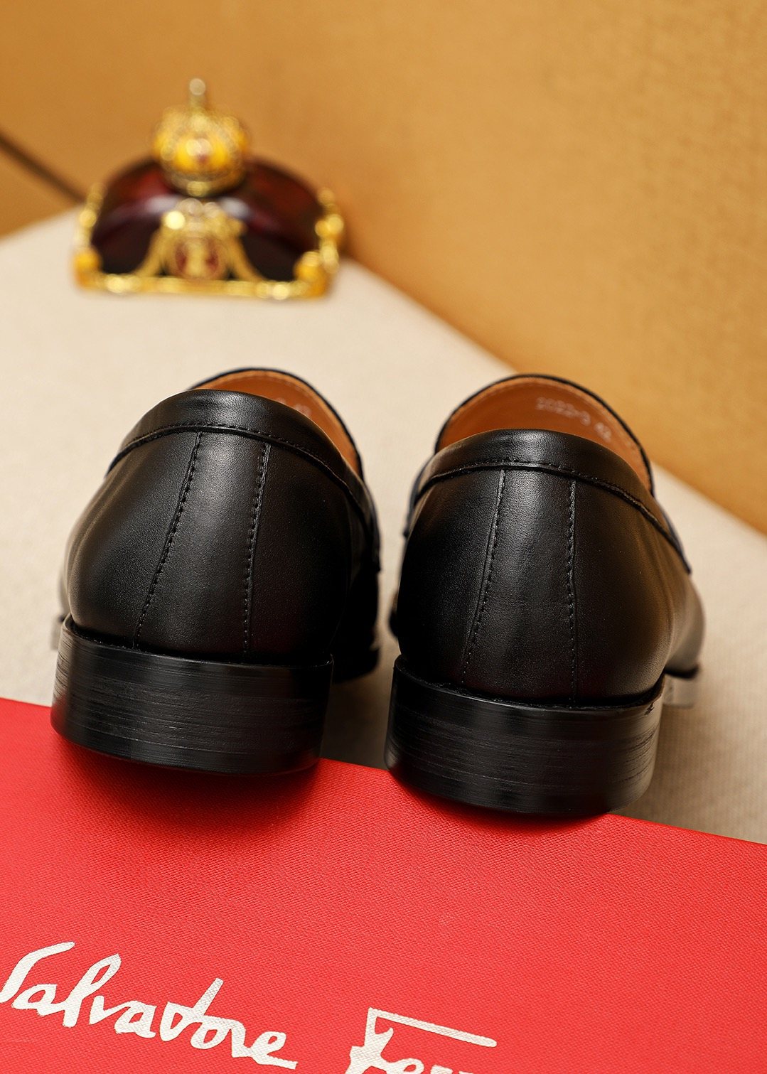 Ferragamo Black Buckle Loafers — back