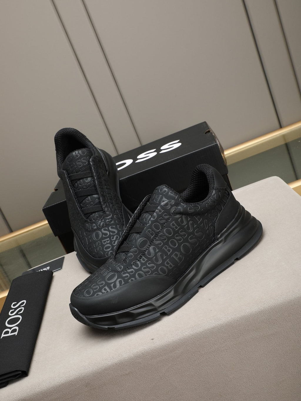 BOSS Black Logo Slip-On Sneakers — front