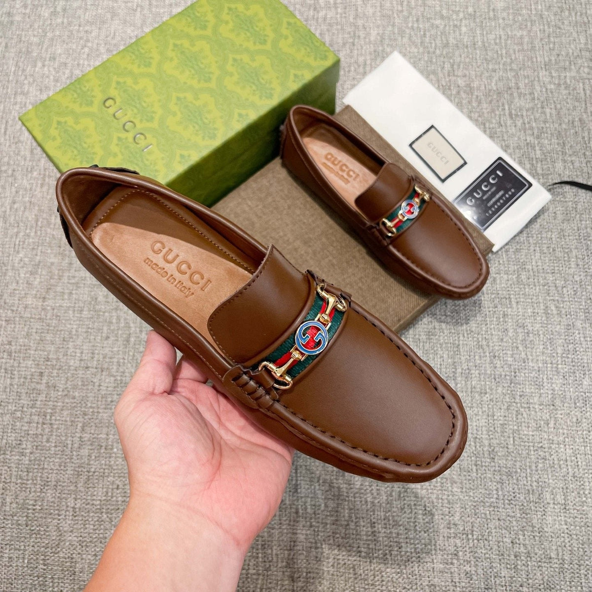 Gucci Brown Metal Hardware Loafers — model