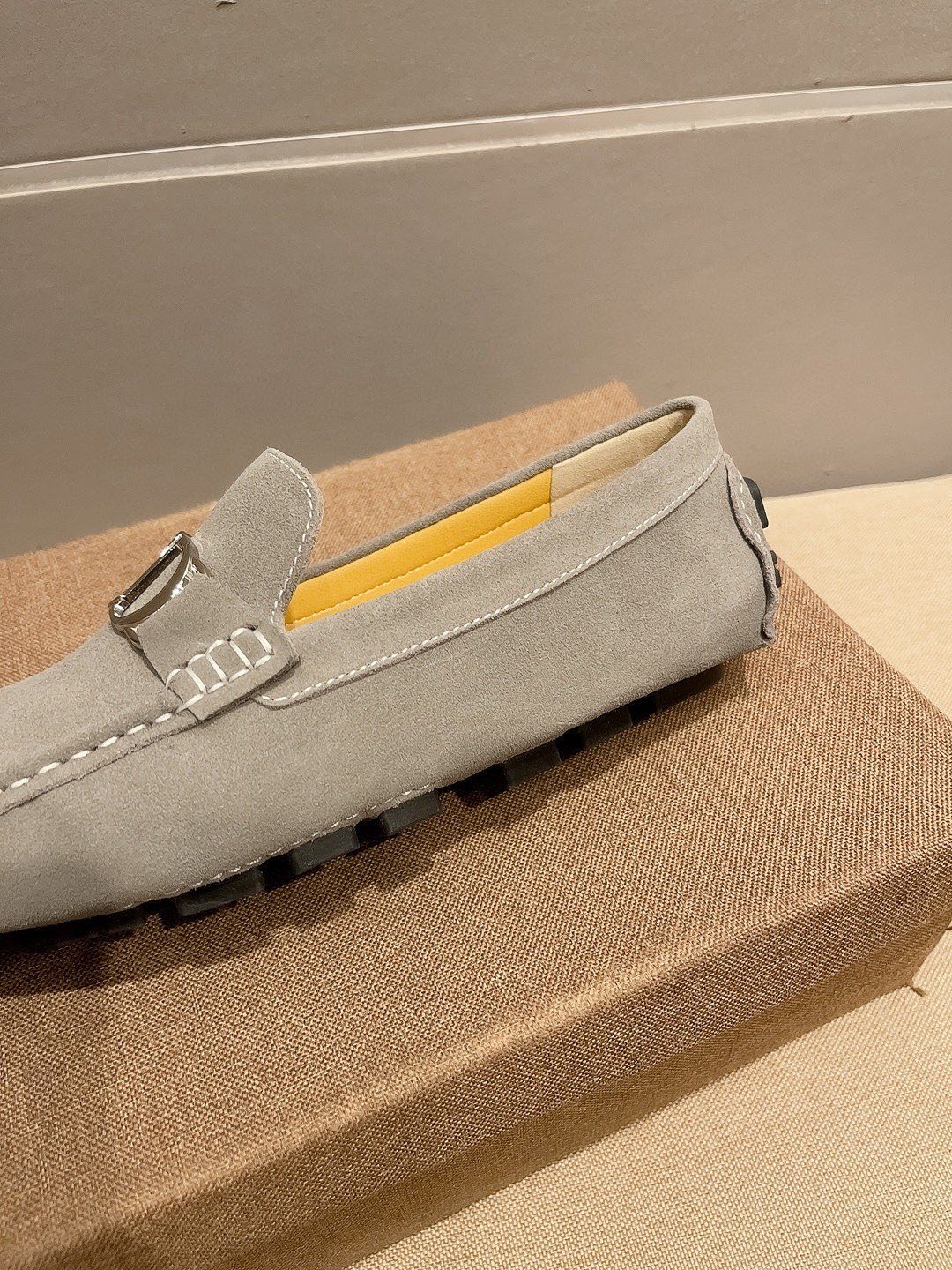 Dior Gray Metal Accent Driving Loafers — side