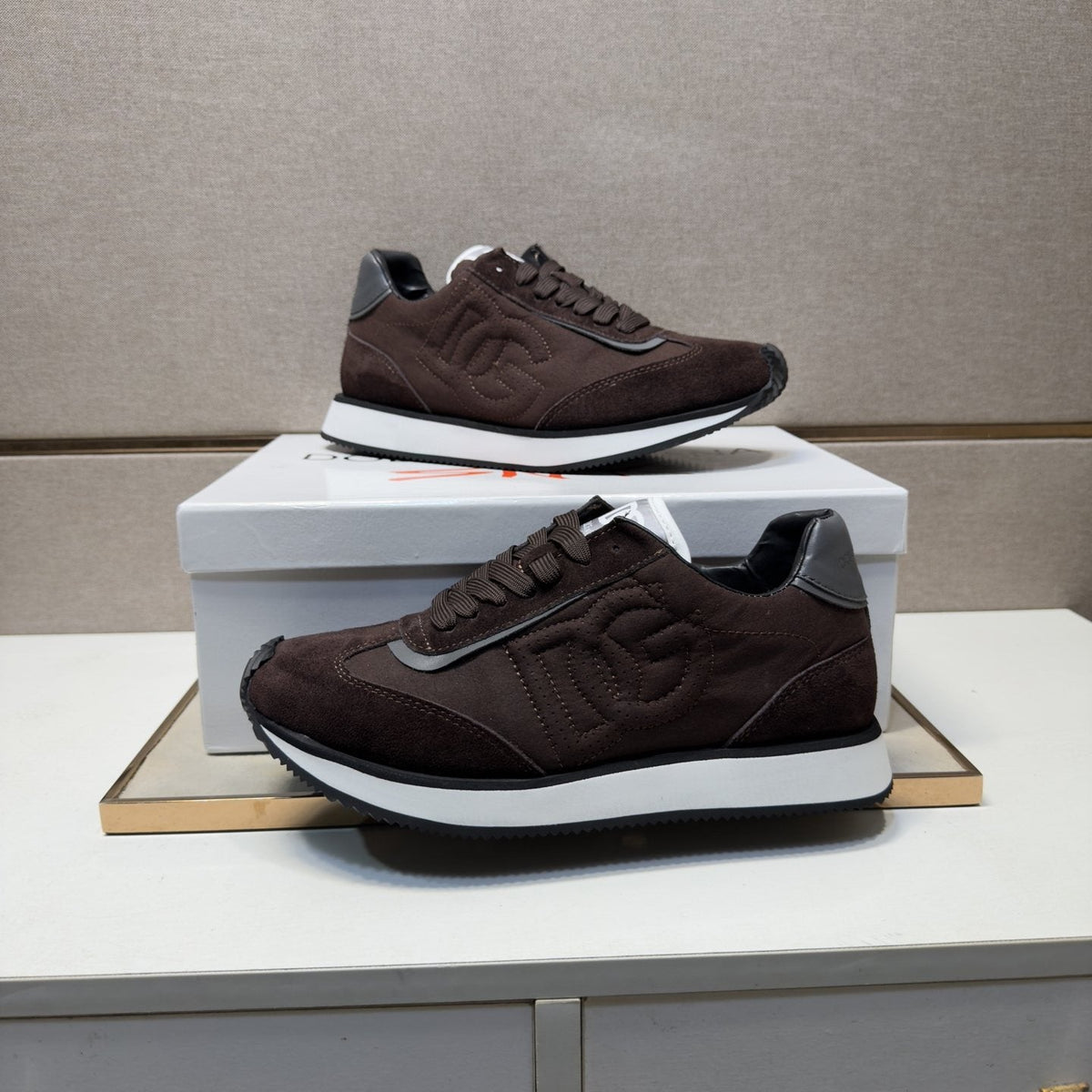 Dolce & Gabbana Dark Brown Low-Top Sneakers — side