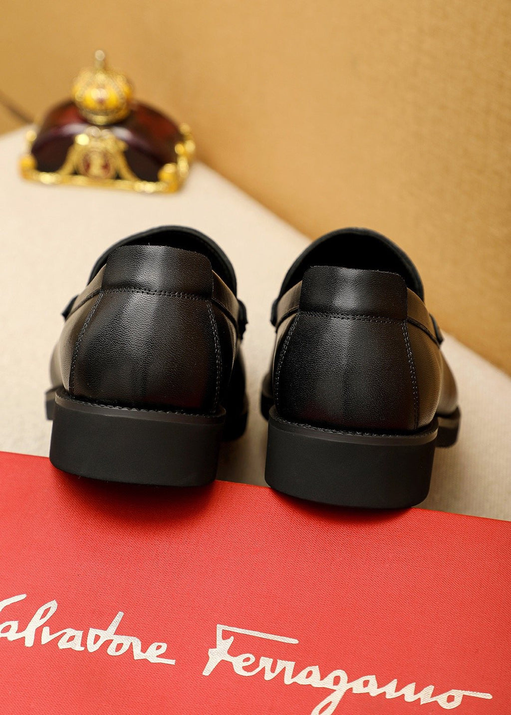 Ferragamo Black Hardware Loafers — back