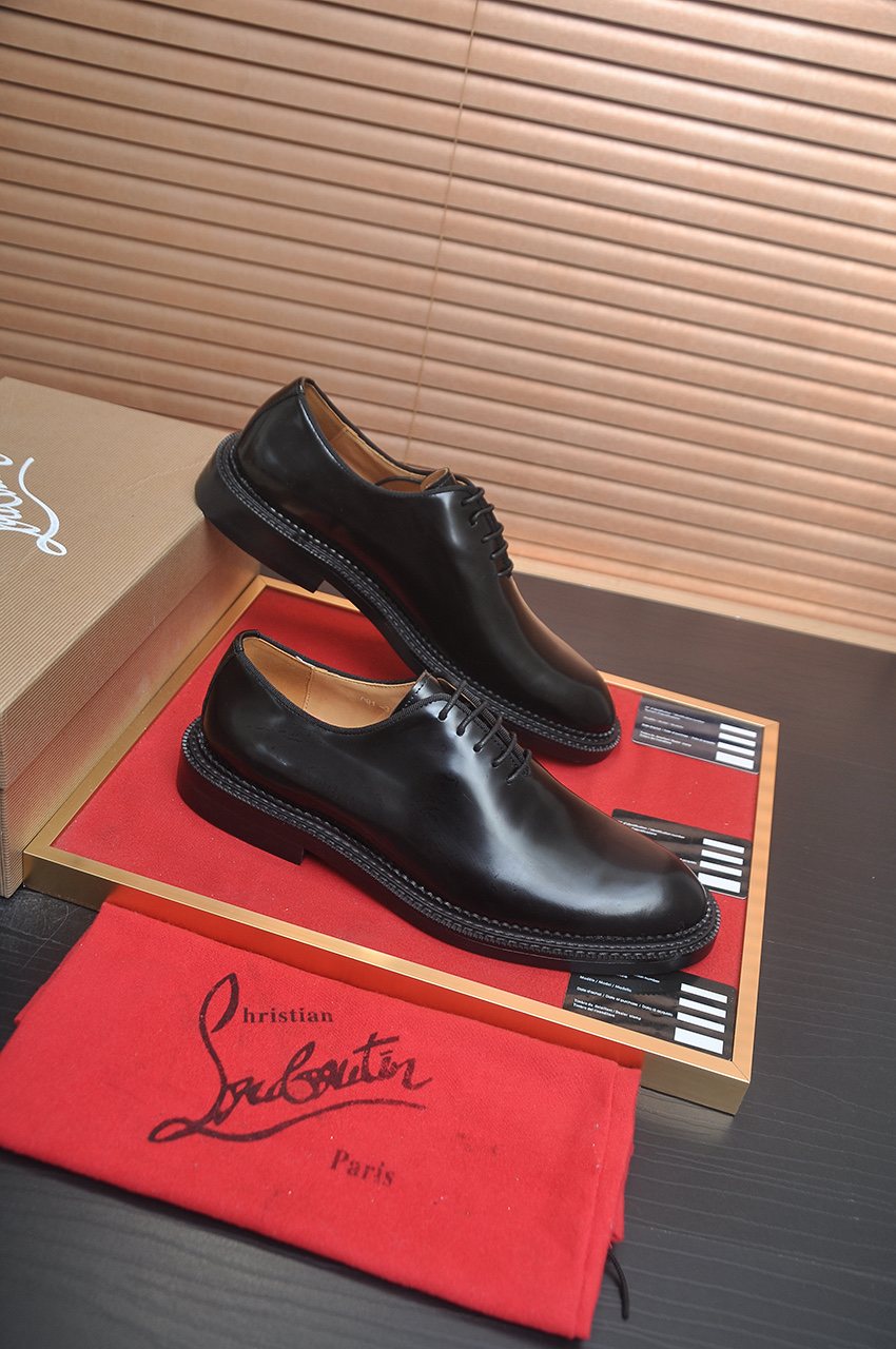 Christian Louboutin Black Lace-Up Dress Shoes — side