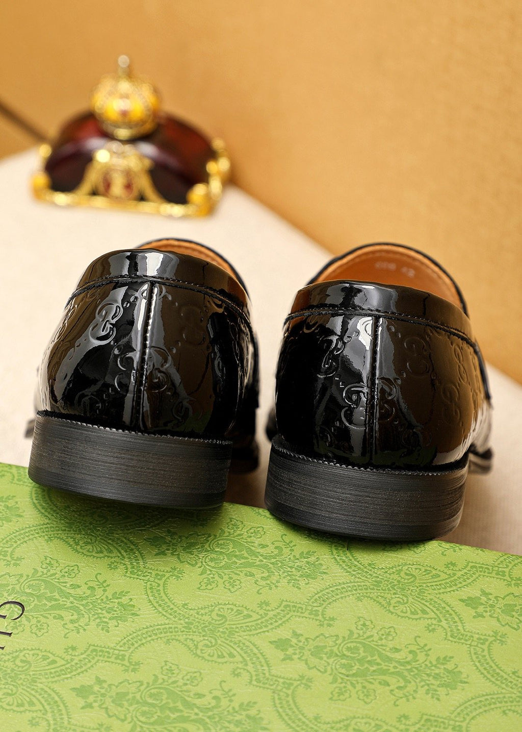 GUCCI Black Glossy Loafers — back