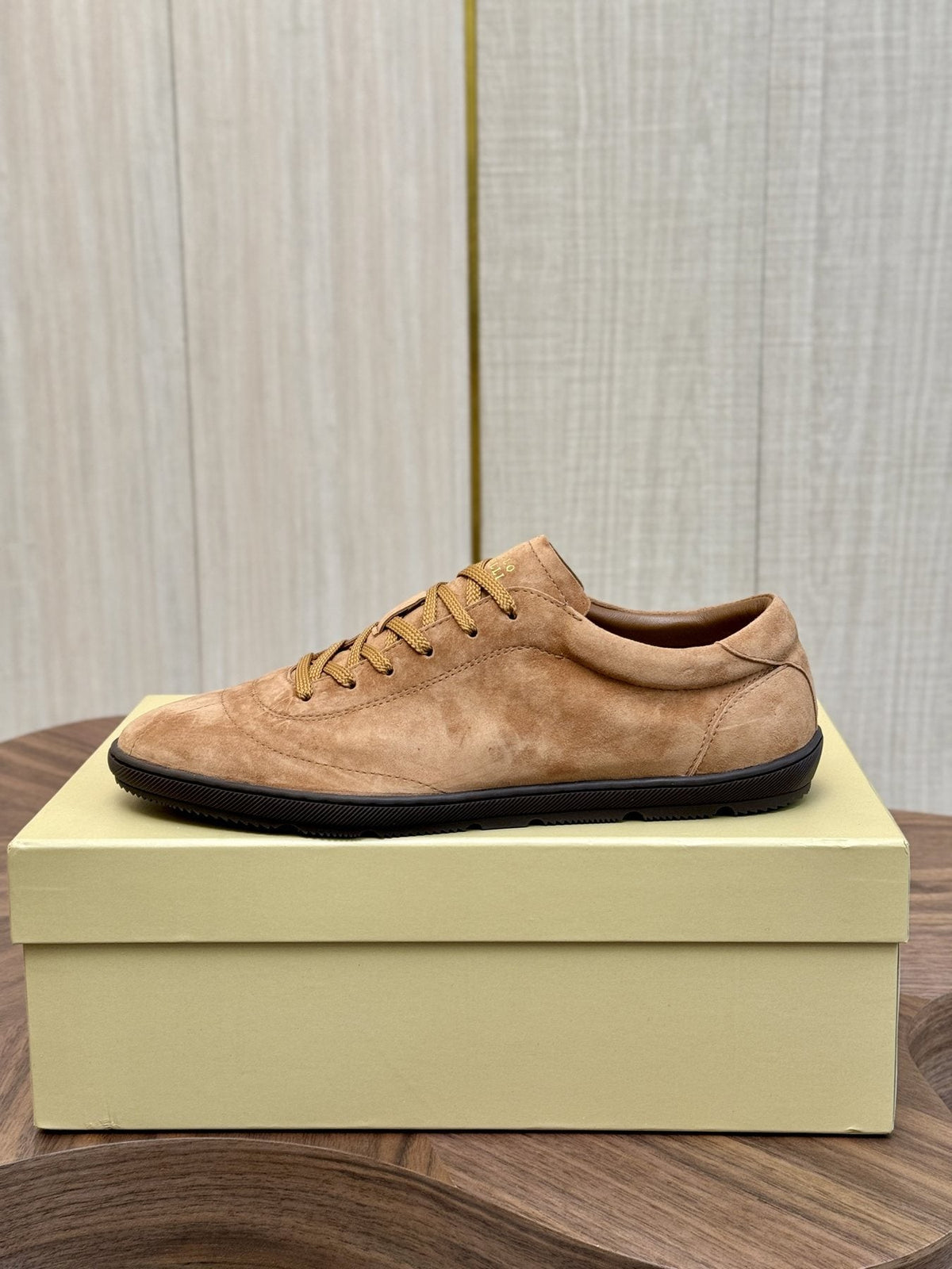 Brunello Cucinelli Tan Low-Top Sneakers — side