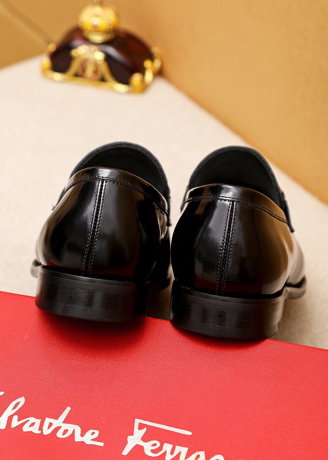Ferragamo Black Buckle Loafers — back