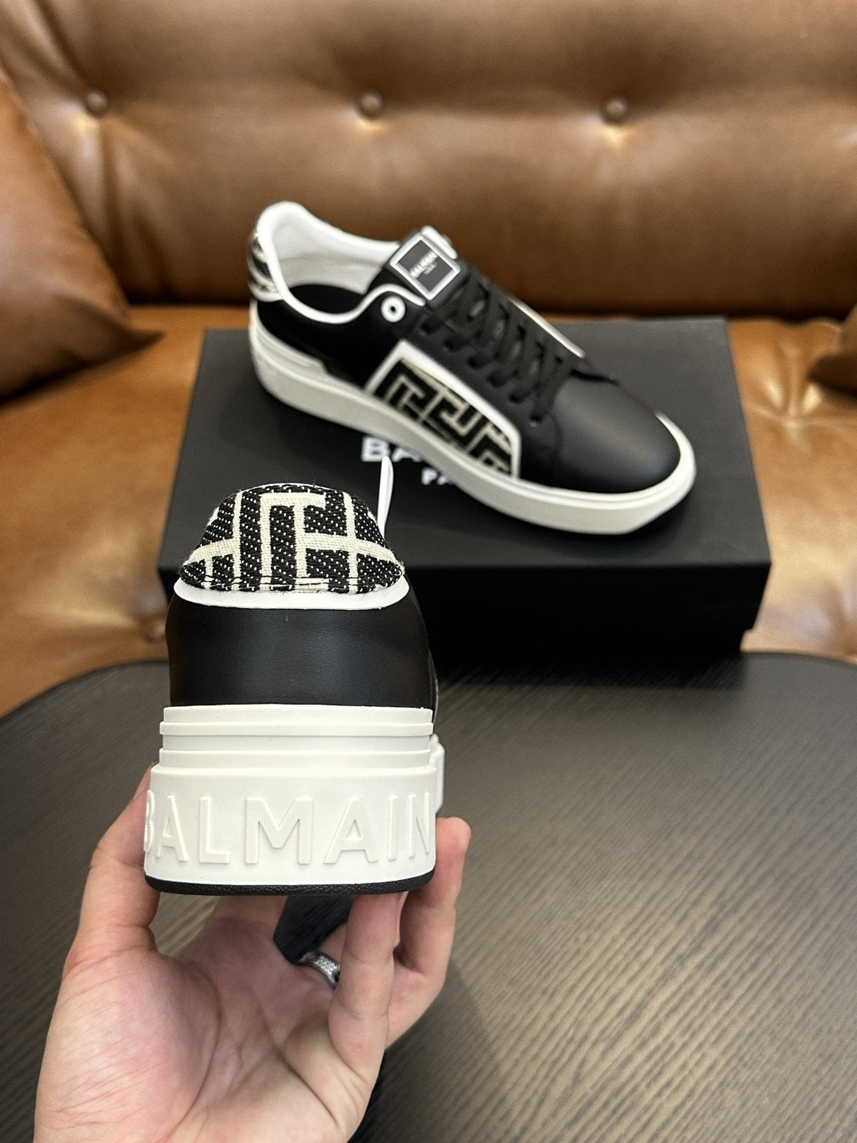 Balmain B-Skate Black and White Sneakers — detail