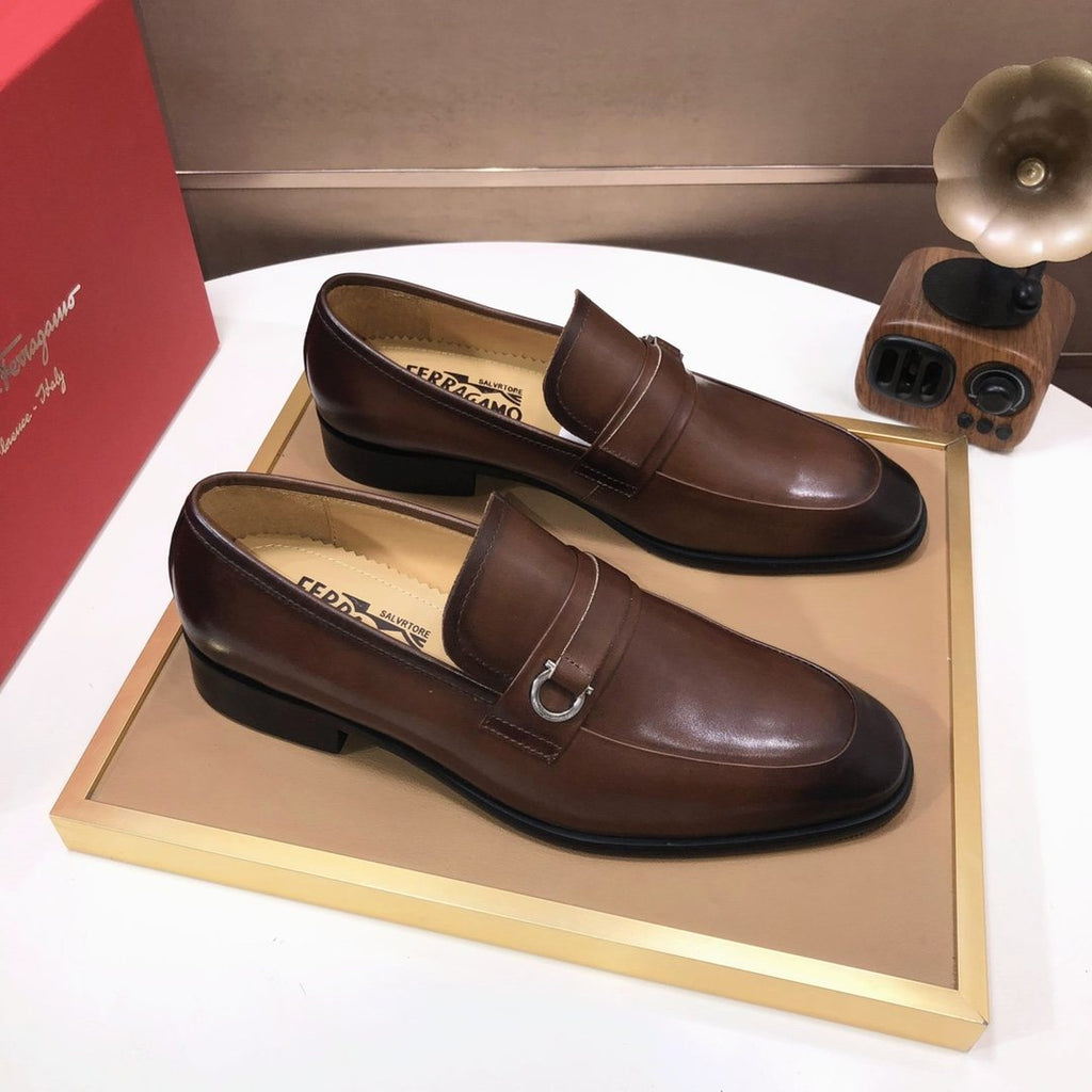 Ferragamo Buckle Slip-On Loafers — front