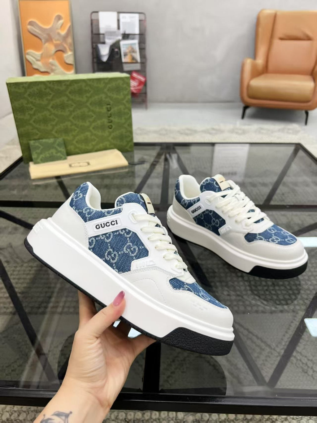 Gucci Monogram Low-Top Sneakers — front