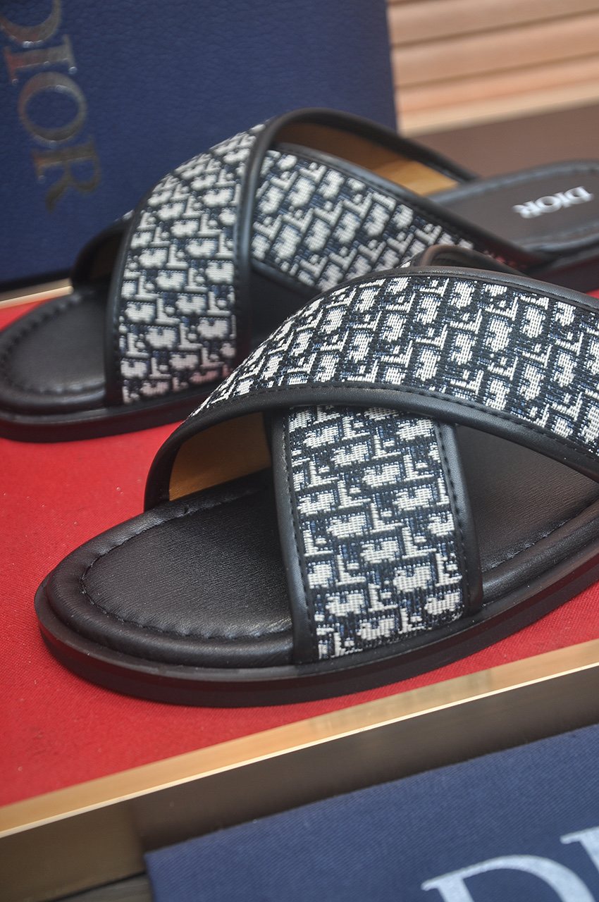 Dior Monogram Crossover Slide Sandals — detail