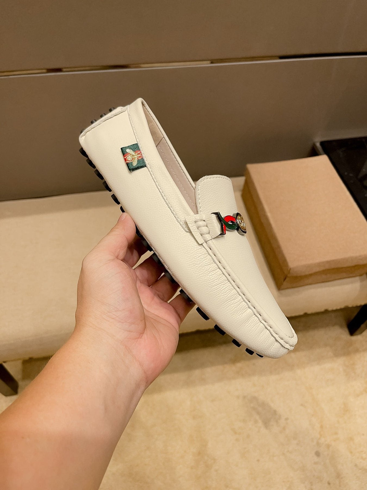 Gucci Web-Accent Driving Loafers — side