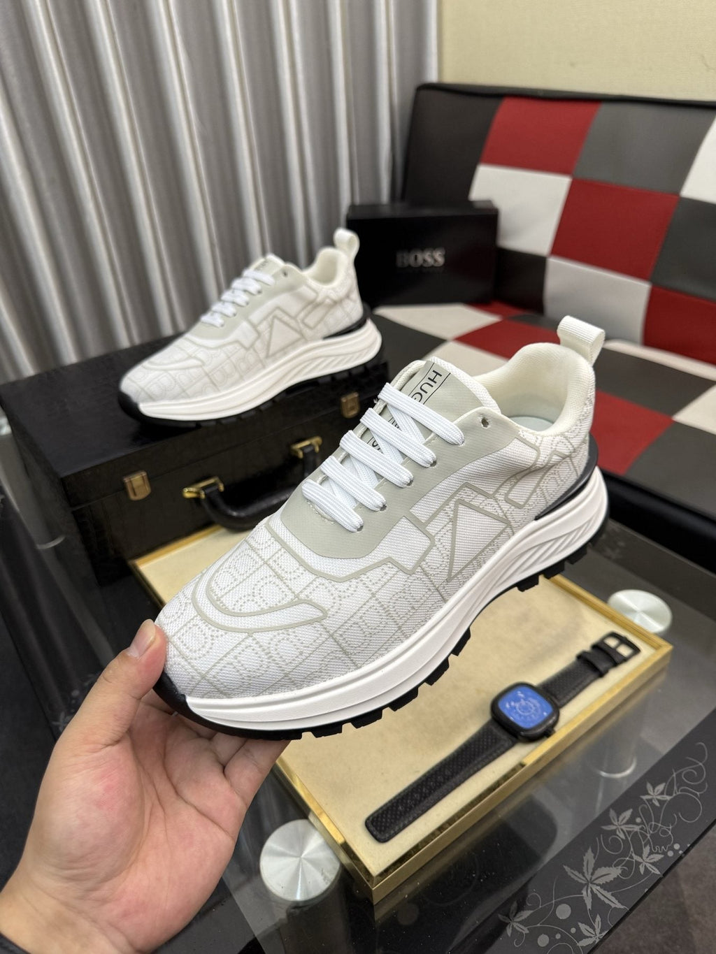 BOSS Patterned Low-Top Sneakers — model