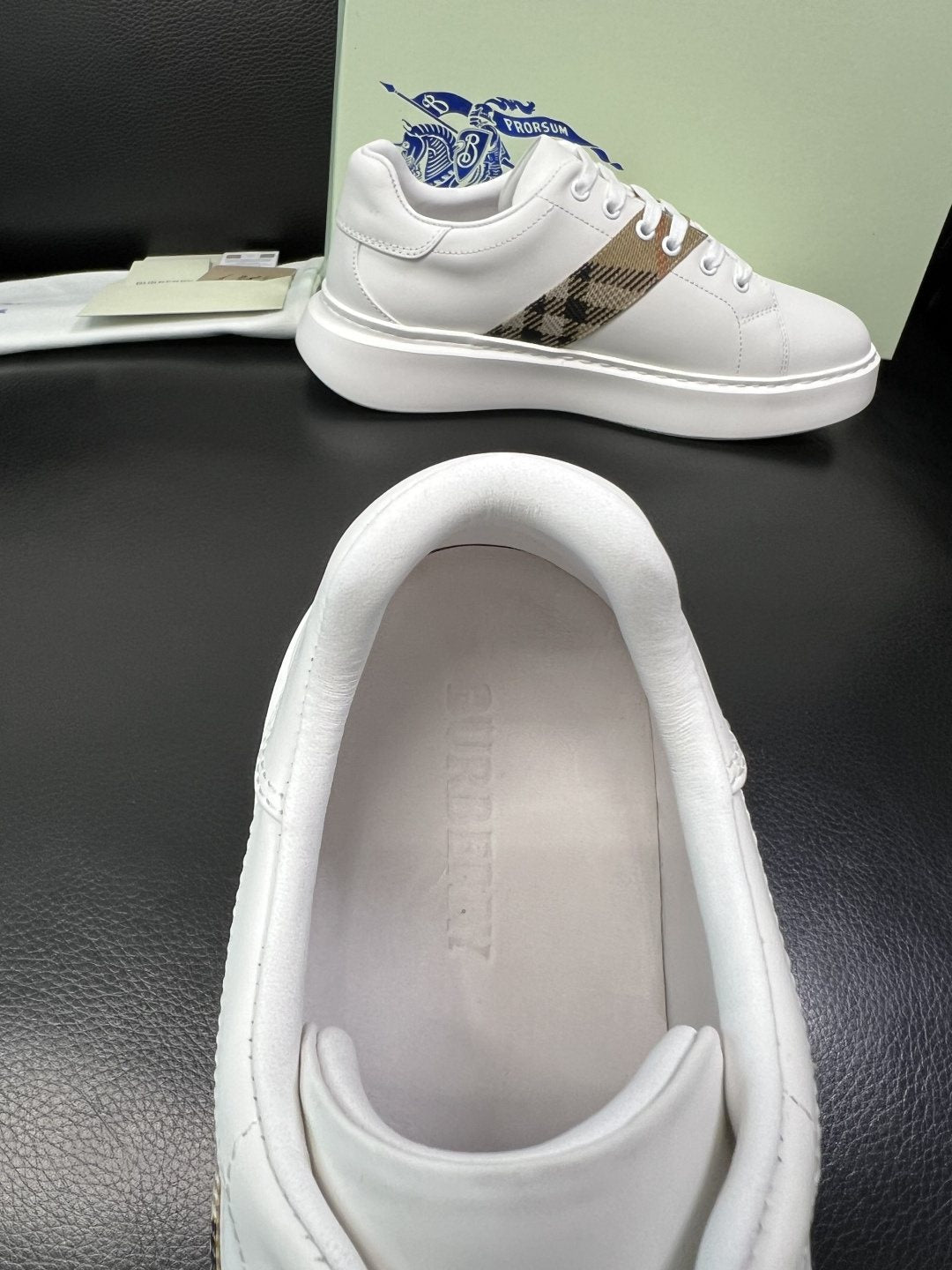 BURBERRY Check-Panel Low-Top Sneakers — detail