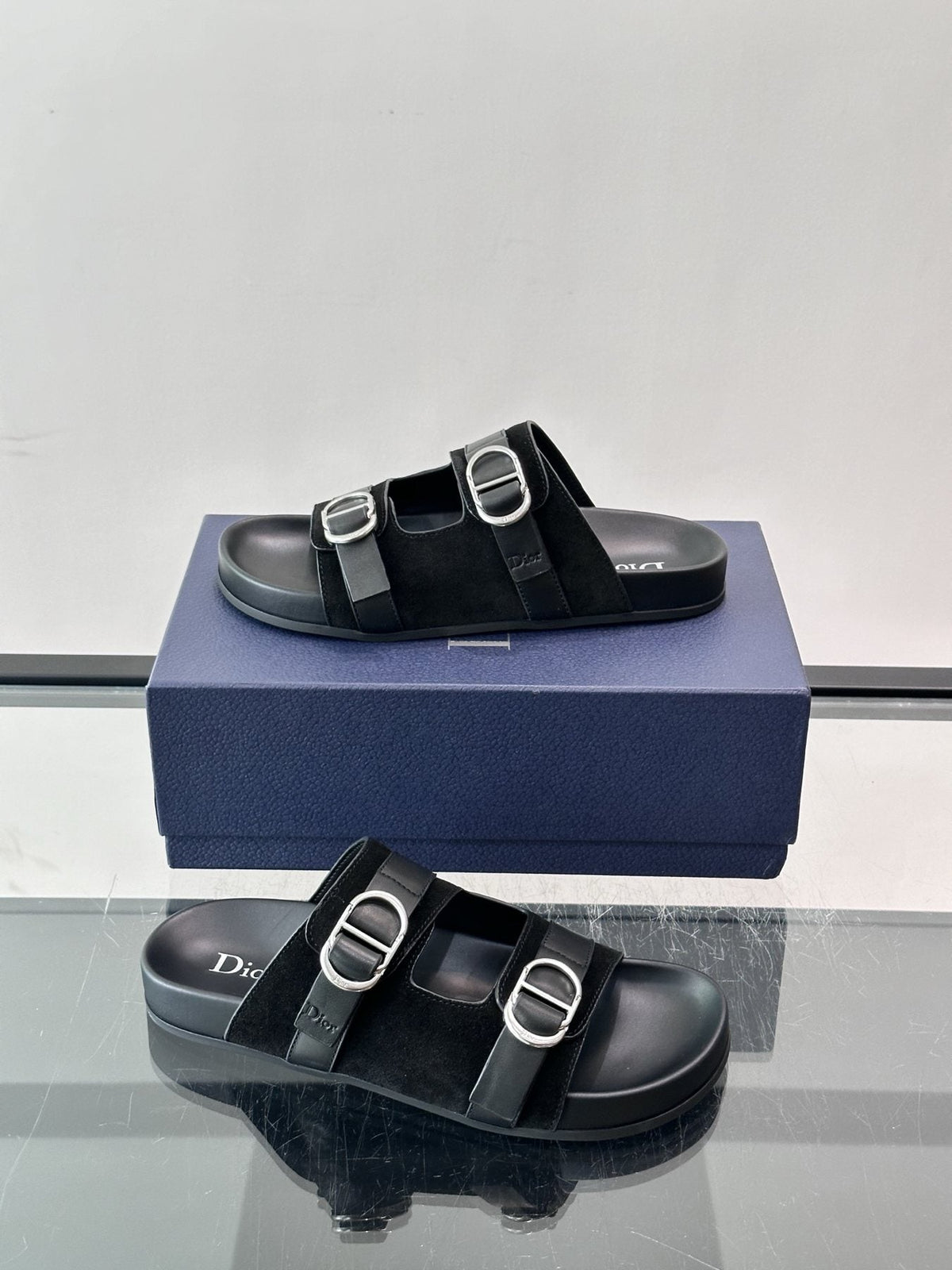 Dior Two-Strap Buckle Sandals — front