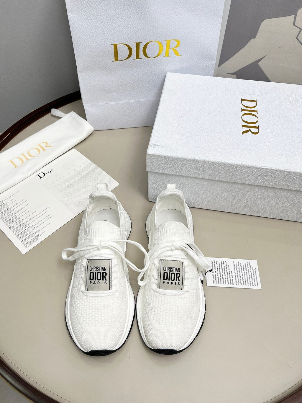 Dior Knit Lace-Up Sneakers — front