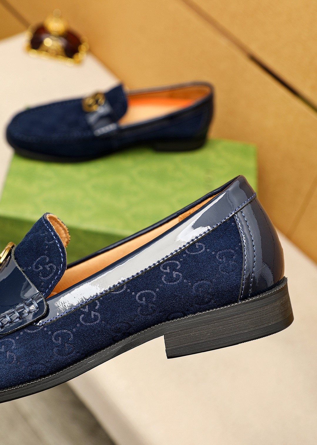 Gucci Patterned Hardware Loafers — back