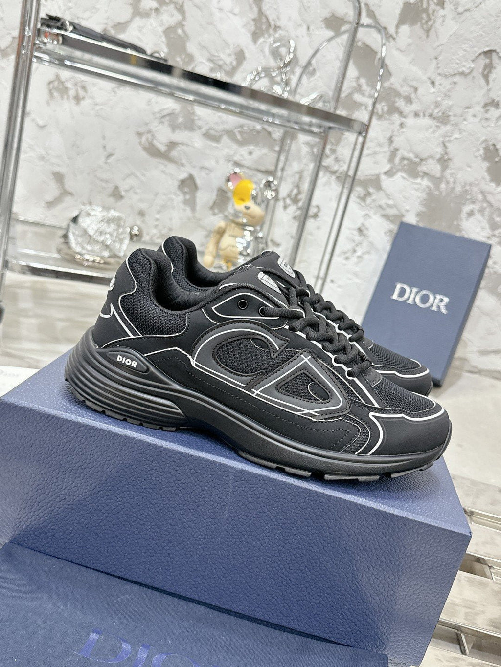 Dior Black, Gray and White Low-Top Sneakers — side
