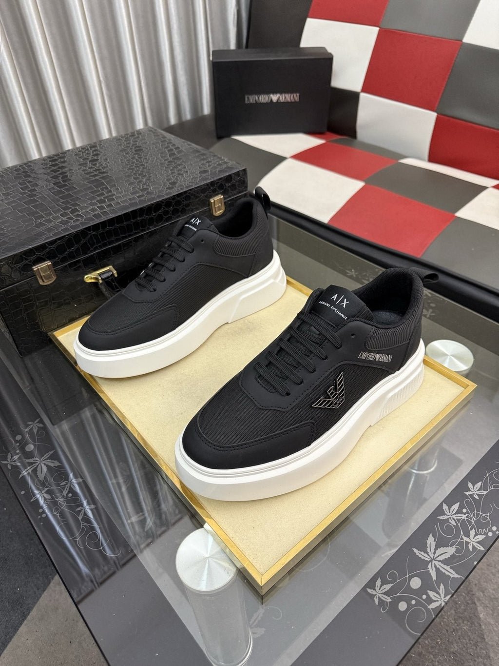 Armani Exchange Mesh Panel Sneakers — front