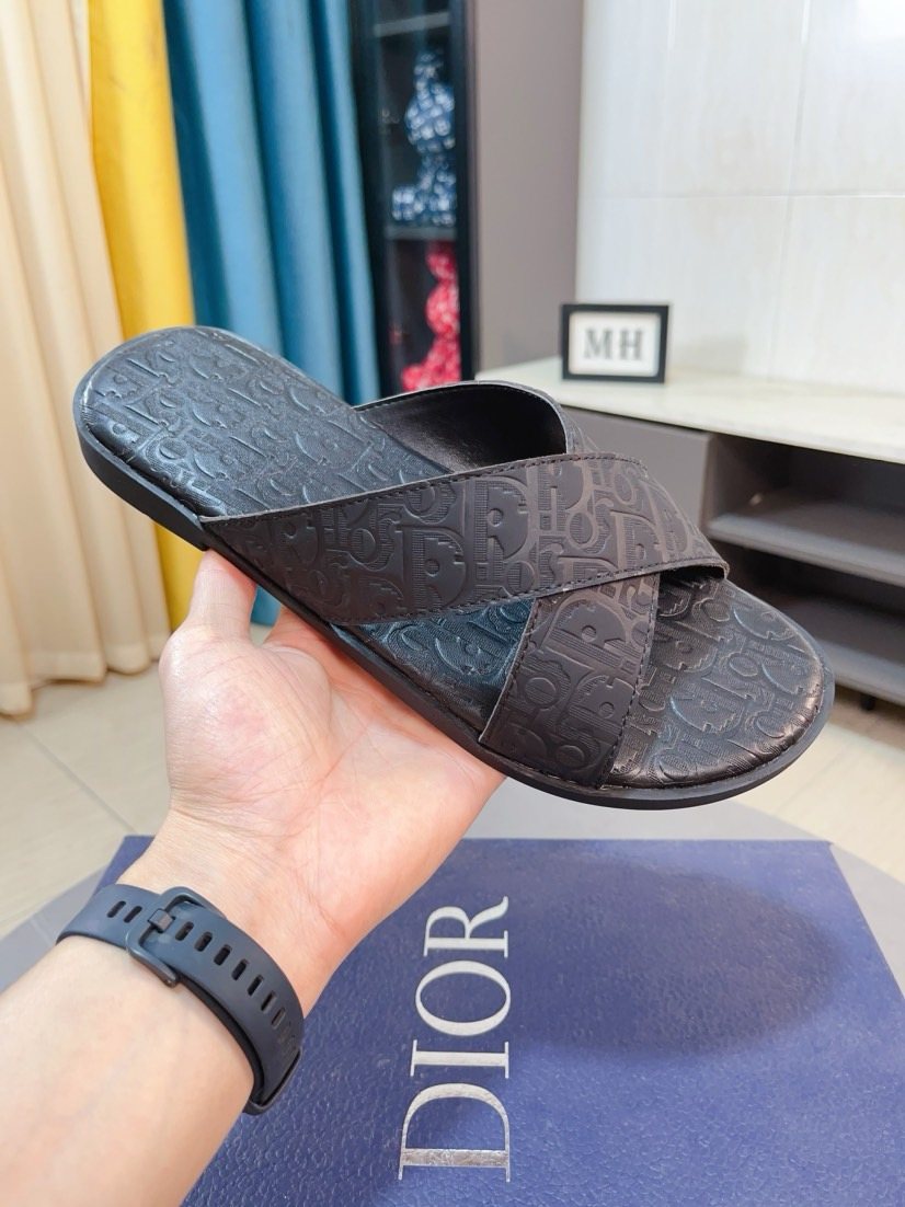 Dior Cross-Strap Slide Sandals — front
